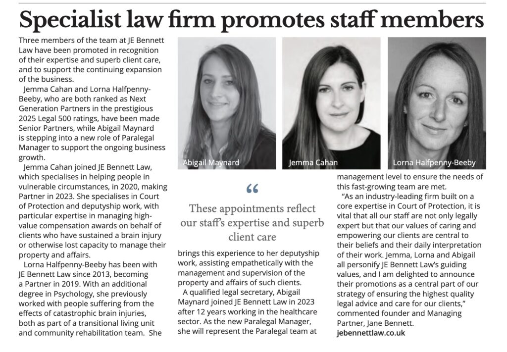 Promotions for Lorna, Jemma and Abbie