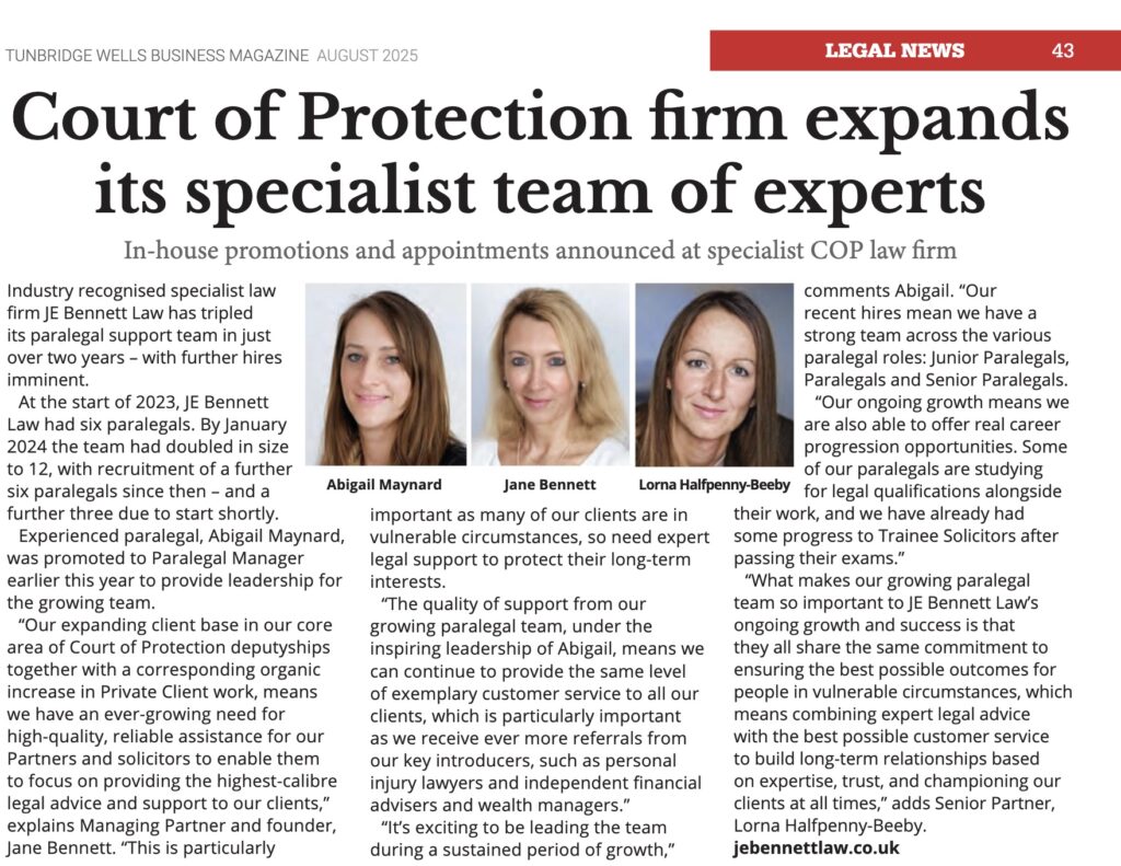 JE Bennett Law's Expanding Paralegal Team